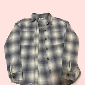 Hollister Blue and White Plaid Oversized Shacket Size XS